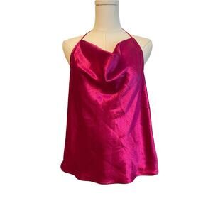 Y2K Express ELECTRIC PINK Top Womens Medium Satin T Strap Back Babydoll Fairy